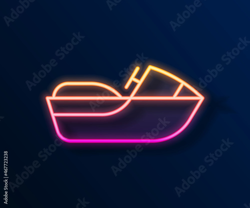 Glowing neon line Jet ski icon isolated on black background. Water scooter. Extreme sport. Vector