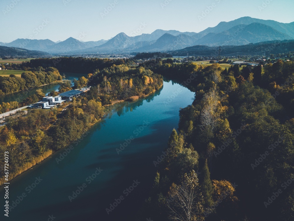 Aerial drone views of the Slovenian Countryside