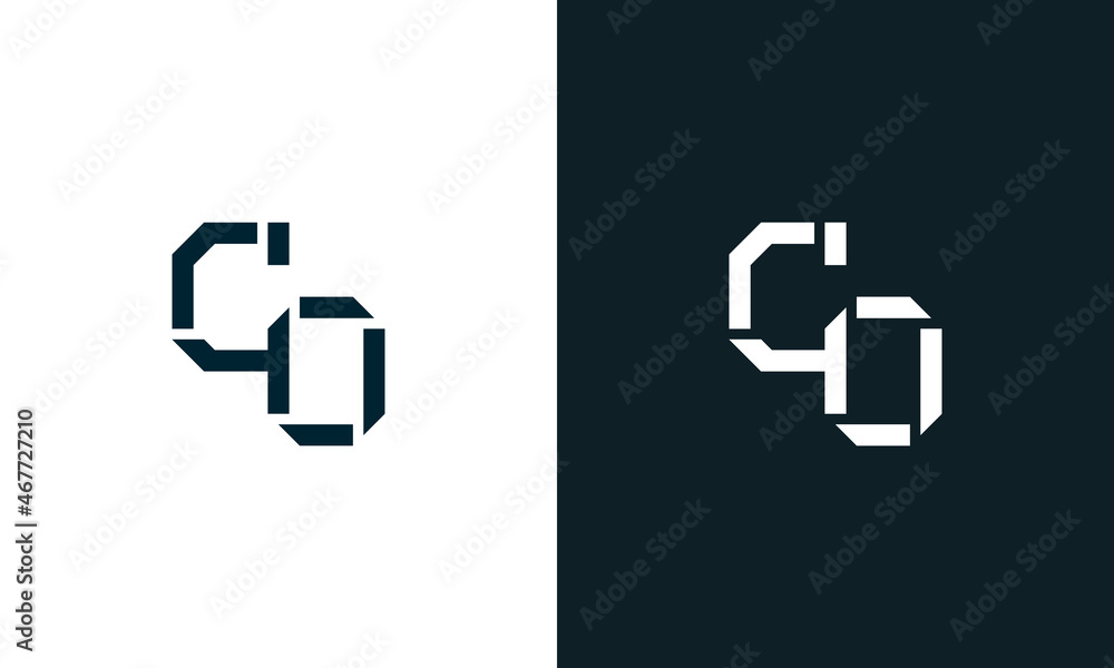 Creative minimal abstract letter CO logo. - obrazy, fototapety, plakaty 