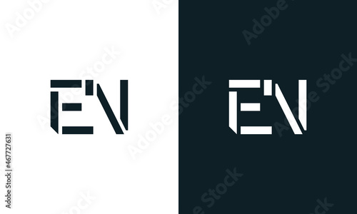 Creative minimal abstract letter EN logo.