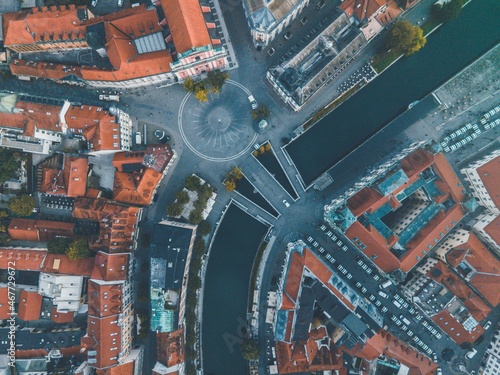 Drone views of the Slovenian capital of Ljubljana