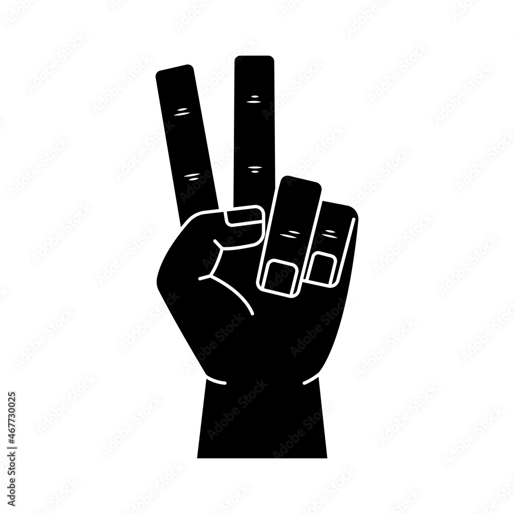 Vector illustration of hand gestures - victory. Simple style man hand. Vector illustration of hand gestures - victory. Simple style man hand.