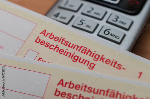 Krankenschein Krankmeldung Arbeitgeber photo