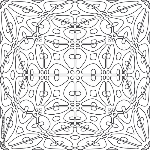 Vector pattern with symmetrical elements . Repeating geometric tiles from striped elements.large black pattern . 