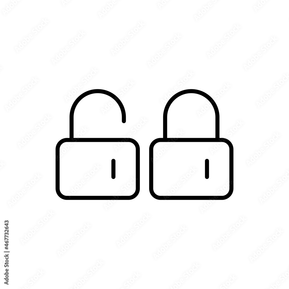 Lock, unlock outline black icon. Line security symbol. Trendy flat outline ui sign design. Password concept. Linear graphic pictogram for web, mobile application. Logo illustration. Vector EPS 10. Lock, unlock outline black icon. Line security symbol. Trendy flat outline ui sign design. Password concept. Linear graphic pictogram for web, mobile application. Logo illustration. Vector EPS 10.