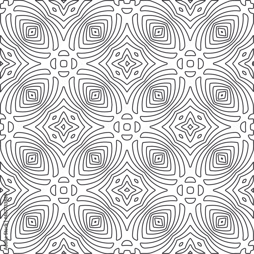 Vector pattern with symmetrical elements . Repeating geometric tiles from striped elements.large black pattern .