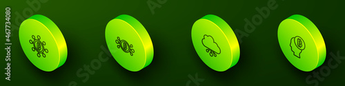 Set Isometric line Blockchain technology Bitcoin, circuit, Cryptocurrency cloud mining and think icon. Vector