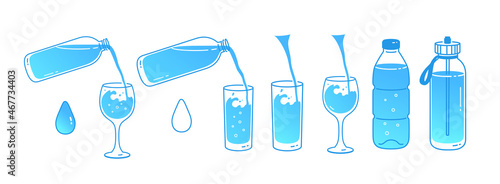 Water balance concept illustrations set