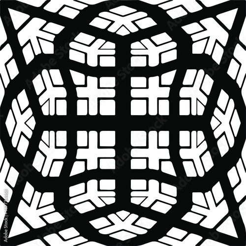 Vector seamless pattern. Modern stylish texture. Composition from regularly repeating geometrical elements. Vector illustrations. Black and white pattern.
