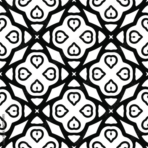 Vector seamless pattern. Modern stylish texture. Composition from regularly repeating geometrical elements. Vector illustrations. Black and white pattern.