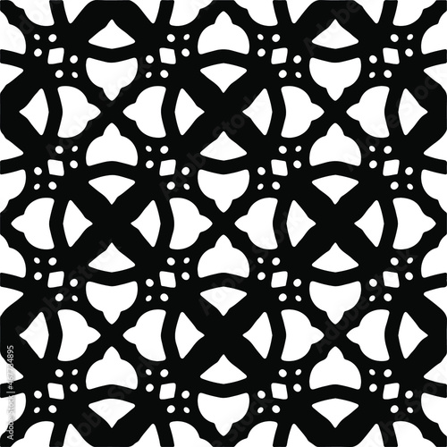 Vector seamless pattern. Modern stylish texture. Composition from regularly repeating geometrical elements. Vector illustrations. Black and white pattern.