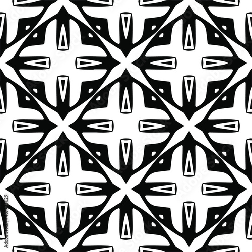 Vector seamless pattern. Modern stylish texture. Composition from regularly repeating geometrical elements. Vector illustrations. Black and white pattern.