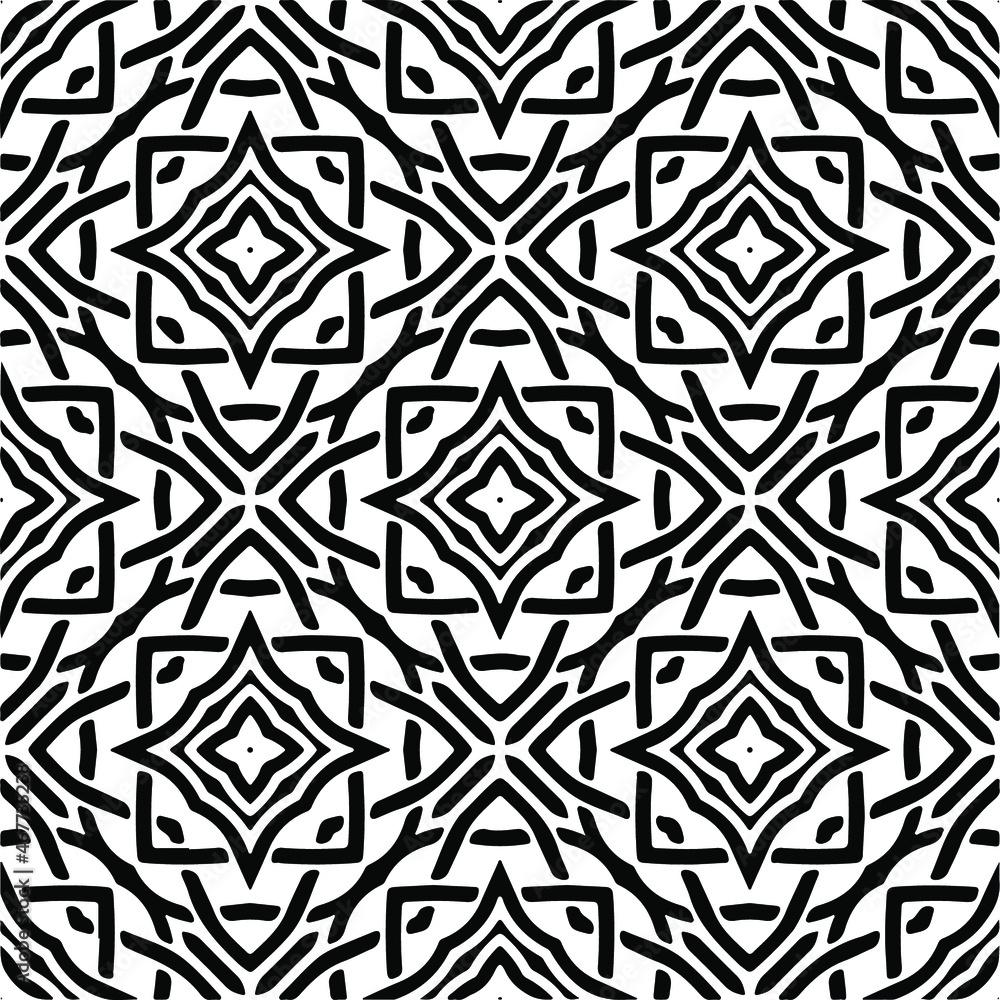 Vector seamless pattern. Modern stylish texture. Composition from regularly repeating geometrical elements. Vector illustrations. Black and white pattern.