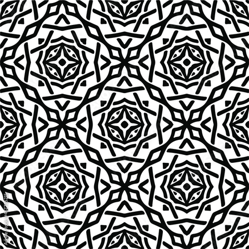 Vector seamless pattern. Modern stylish texture. Composition from regularly repeating geometrical elements. Vector illustrations. Black and white pattern.