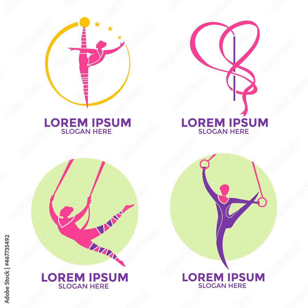 Set of Modern Gymnastics Badge Illustration Set of Modern Gymnastics Badge Illustration