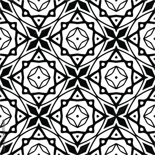 Vector seamless pattern. Modern stylish texture. Composition from regularly repeating geometrical elements. Vector illustrations. Black and white pattern.