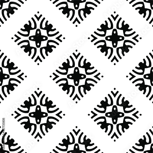 Vector seamless pattern. Modern stylish texture. Composition from regularly repeating geometrical elements. Vector illustrations. Black and white pattern.