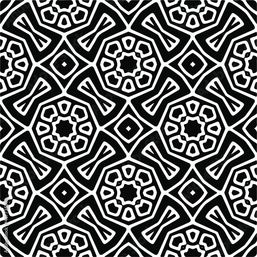 Vector seamless pattern. Modern stylish texture. Composition from regularly repeating geometrical elements. Vector illustrations. Black and white pattern.