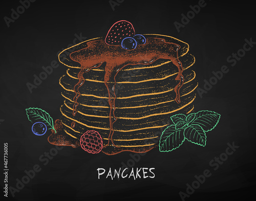 Chalk drawn vector illustration of Pancakes