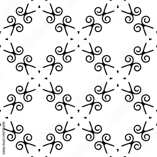 Vector seamless pattern. Modern stylish texture. Composition from regularly repeating geometrical elements. Vector illustrations. Black and white pattern.
