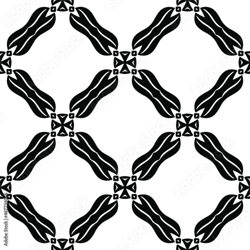  Vector seamless pattern. Modern stylish texture. Composition from regularly repeating geometrical elements. Vector illustrations. Black and white pattern.
