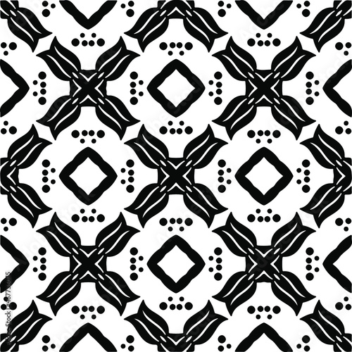 Vector seamless pattern. Modern stylish texture. Composition from regularly repeating geometrical elements. Vector illustrations. Black and white pattern.