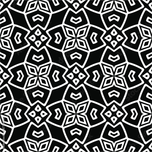 Vector seamless pattern. Modern stylish texture. Composition from regularly repeating geometrical elements. Vector illustrations. Black and white pattern.