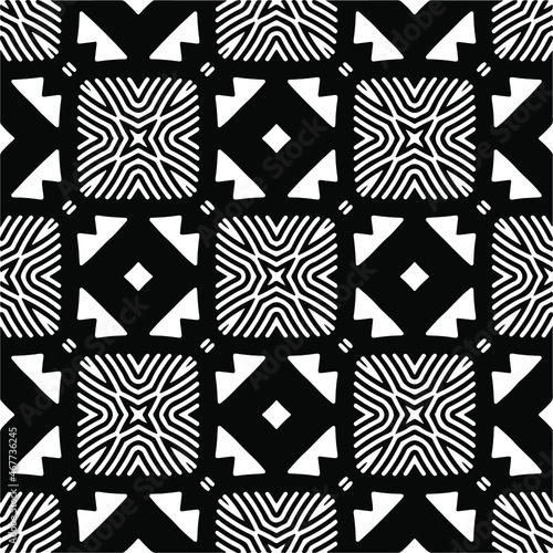  Vector seamless pattern. Modern stylish texture. Composition from regularly repeating geometrical elements. Vector illustrations. Black and white pattern.
