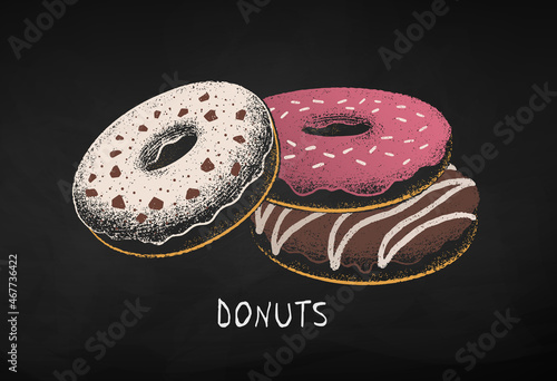 Chalk drawn vector illustration of Donuts