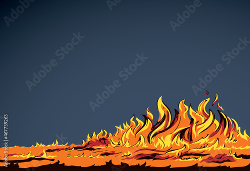 Bright fire. Vector drawing pattern