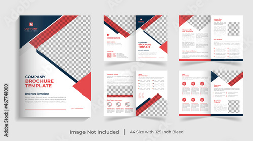 Corporate modern bi fold brochure template and company profile with creative shapes annual report design ,Multipurpose editable template
 
