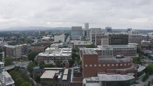 Downtown Greenville, South Carolina aerial drone, cityscape, cloudy day photo