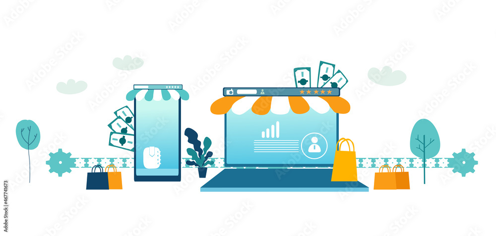 Online shopping concept illustration.