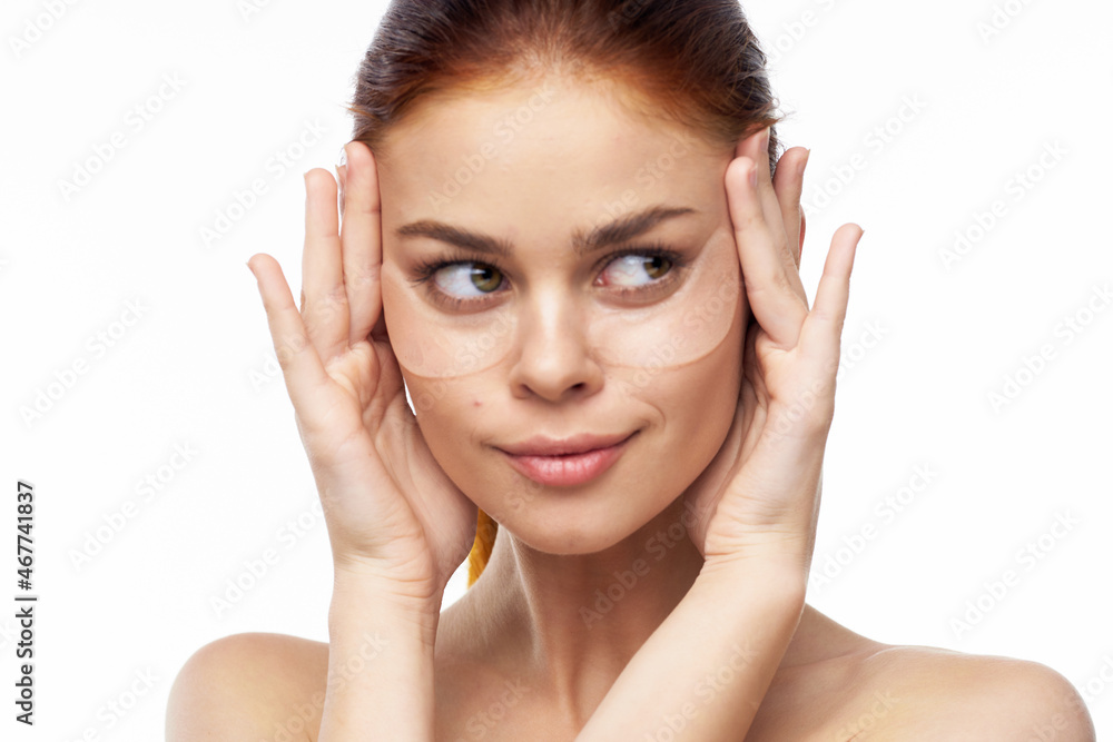 cheerful woman bare shoulders clear skin face mask cheerful woman bare shoulders clear skin face mask
