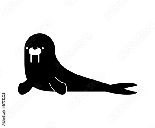 Walrus cartoon isolated. sea cow vector illustration