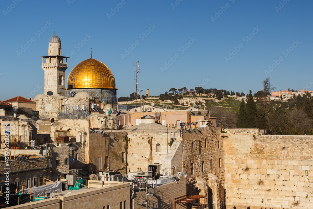 view of the wailing wall of the old city of jerusalem