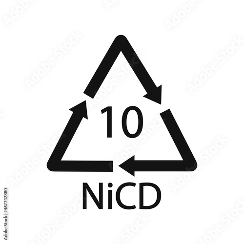 Battery recycling code 10 NiCD . Vector illustration