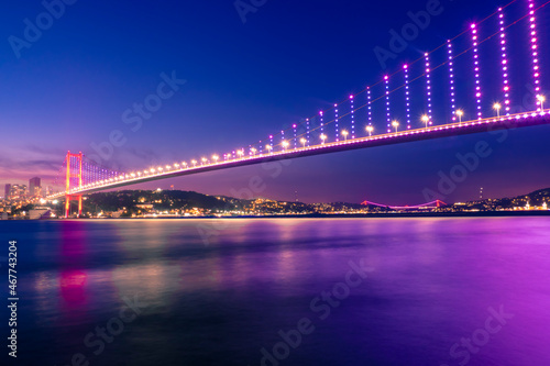 Bosphorus Bridge (July 15 Martyrs Bridge) night views in Istanbul