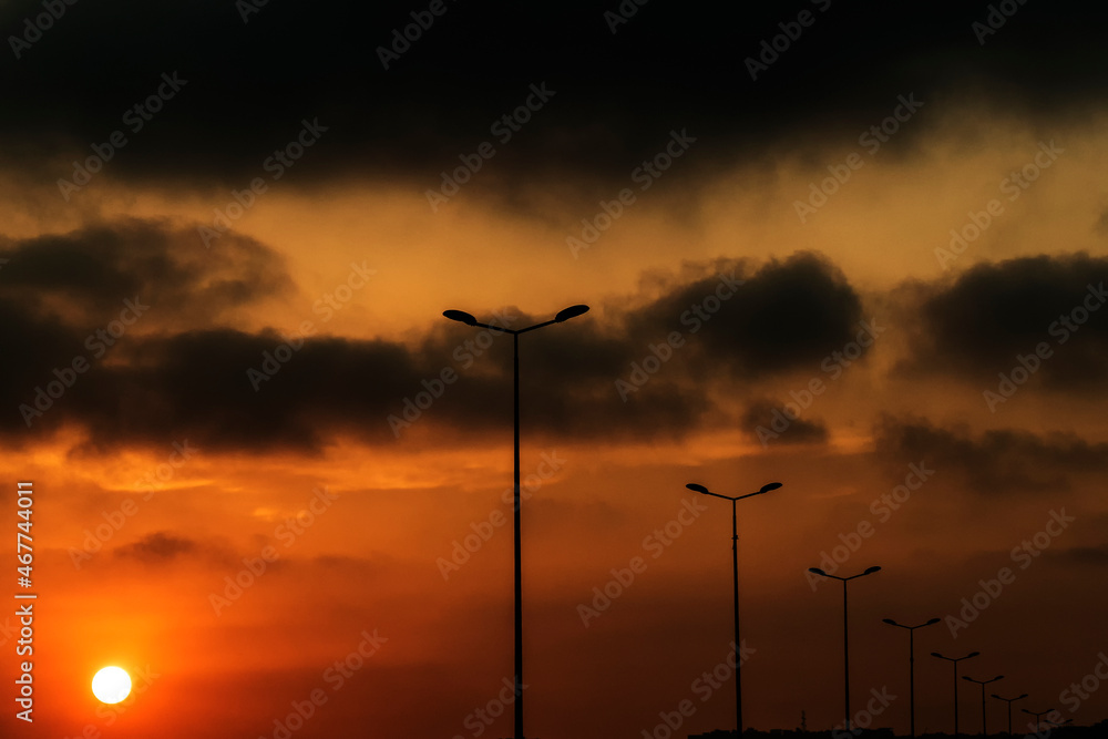 Obraz premium sunset in the city