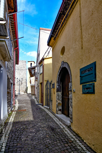 A narrow street in Castel di Sasso  a small village in the mountains of the province of Caserta  Italy.