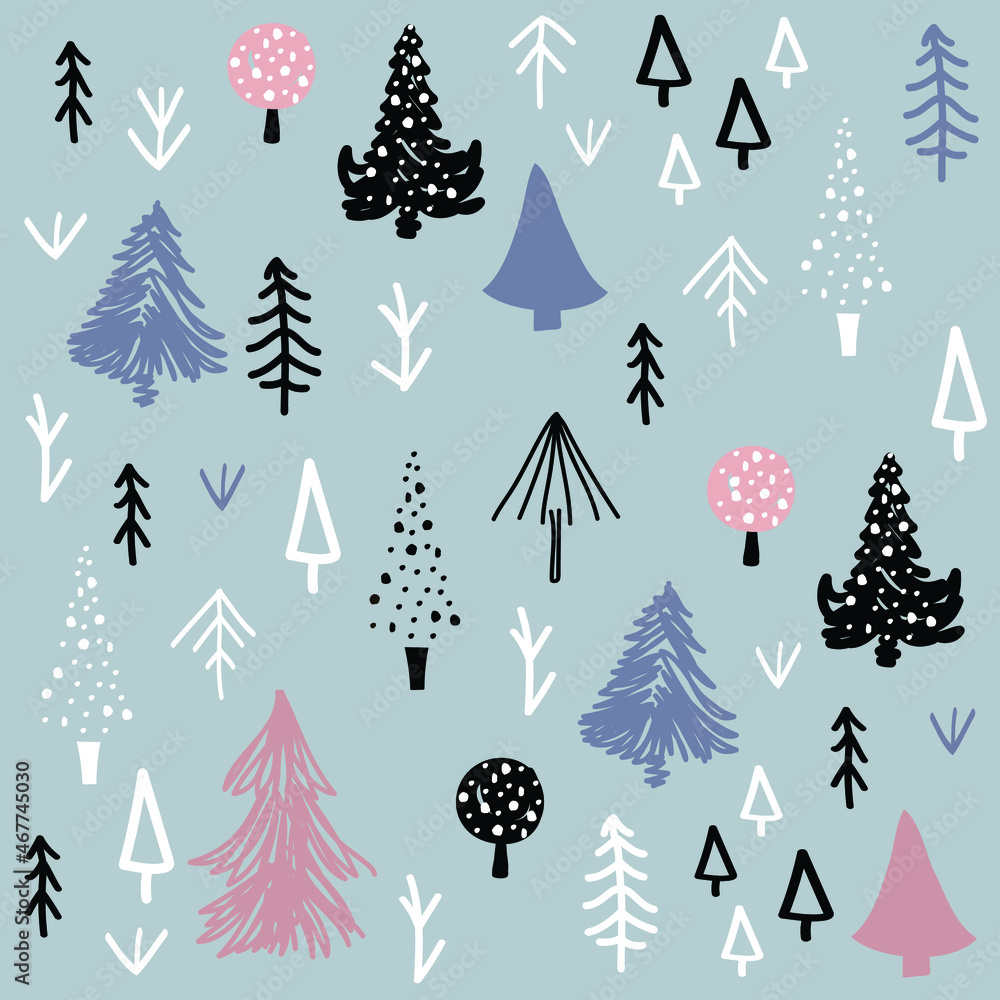 Obraz premium Seamless pattern with Christmas tree. Winter forest.