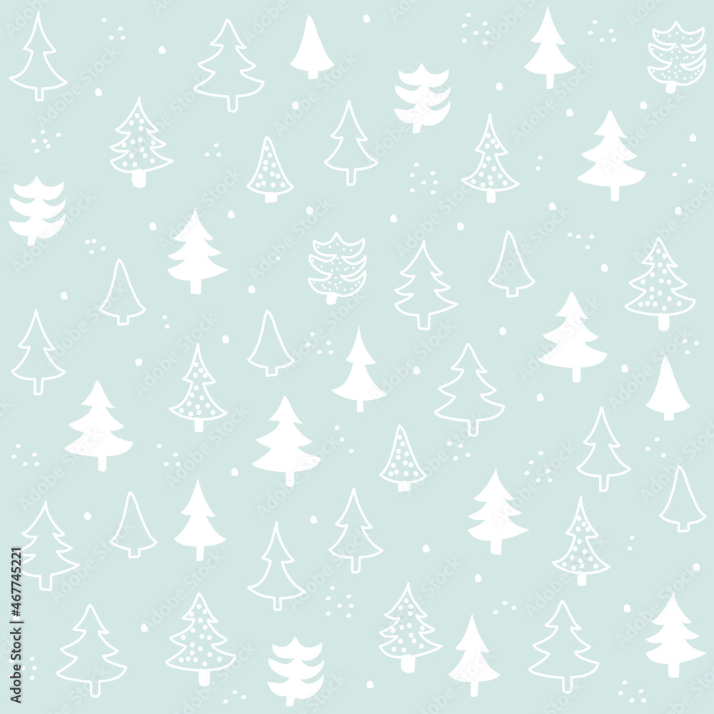 Seamless pattern with Christmas tree. Winter forest.