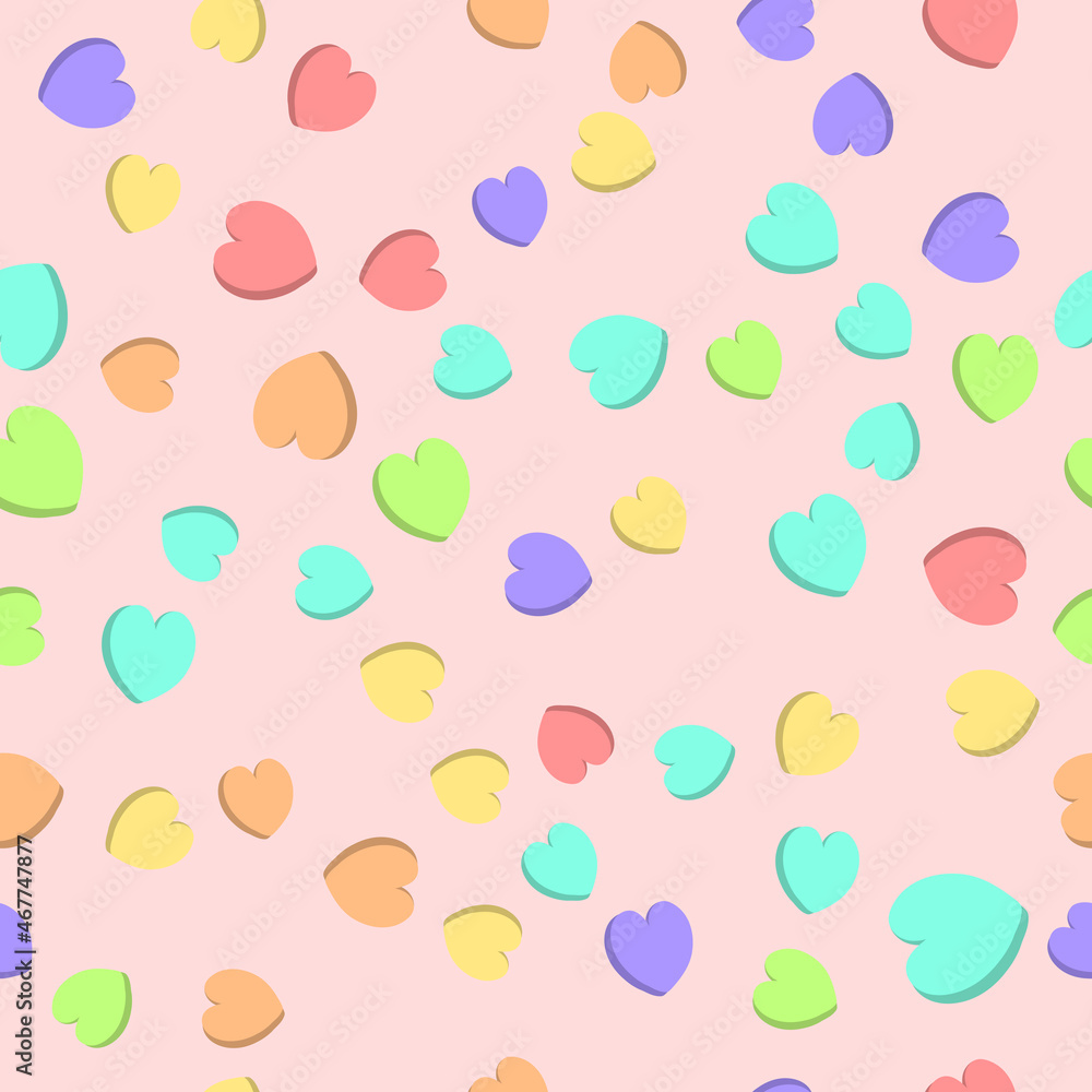 Candy Hearts Seamless Pattern - Pastel rainbow conversation heart candy design