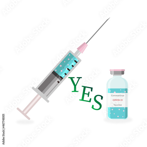 Covid-19 coronavirus vaccine, treatment, syringe and vaccine vial  icons. Isolated vector illustration.