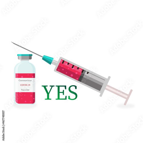 Covid-19 coronavirus vaccine, treatment, syringe and vaccine vial  icons. Isolated vector illustration.