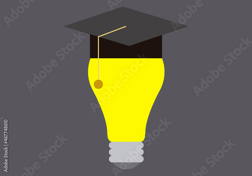 Icono de bombilla con gorro de graduado.