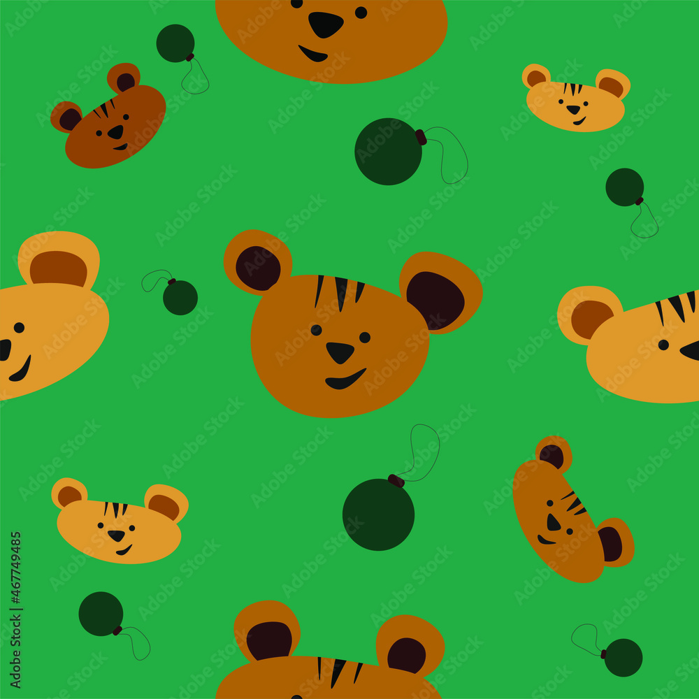Seamless pattern with a tiger, a tiger cub's muzzle, a symbol of the new year 2022 on a light background. Vector illustration for postcard, banner, internet, decor, design, art, calendar Seamless pattern with a tiger, a tiger cub's muzzle, a symbol of the new year 2022 on a light background. Vector illustration for postcard, banner, internet, decor, design, art, calendar