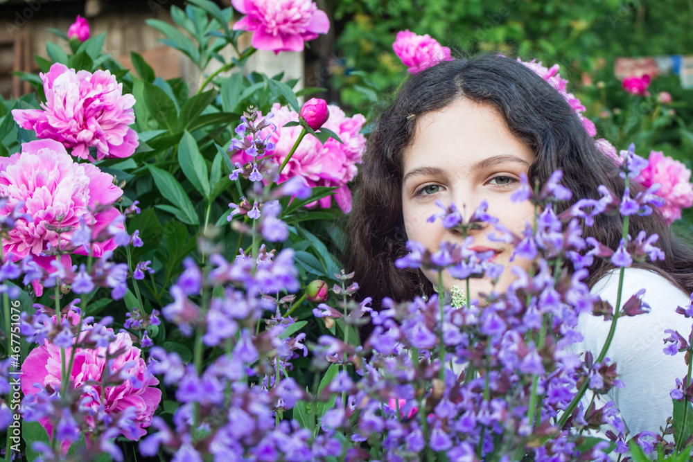 girl and flowers girl and flowers