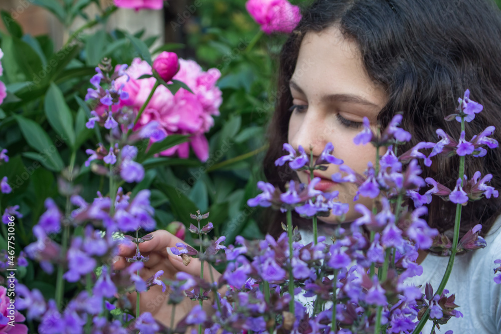girl and flowers