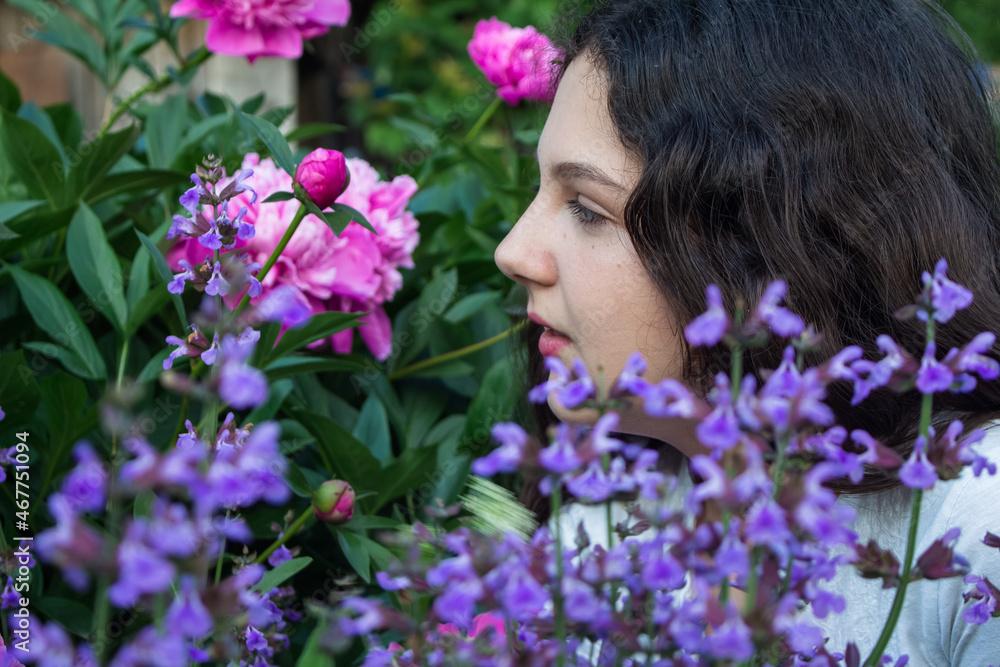 girl and flowers girl and flowers